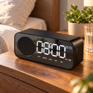 Digitalni sat budilnik sa Bluetooth zvučnikom crni