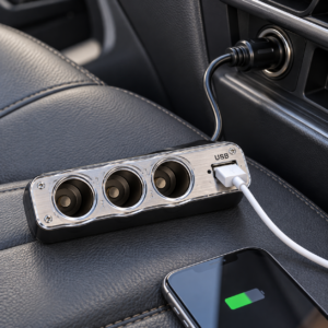 Razdelnik upaljača sa 3 utičnice i USB portom
